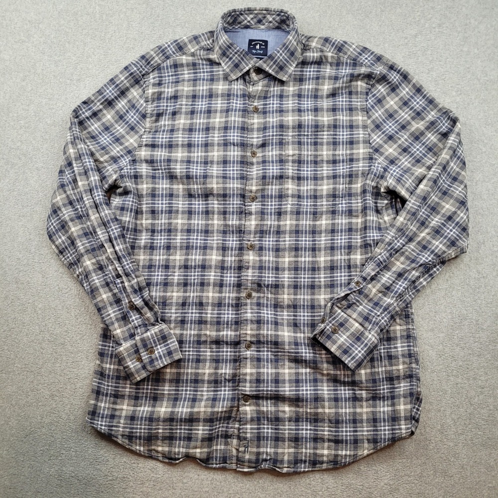 Johnnie-O Top Shelf Button Down Shirt Mens Large Blue Plaid Long Sleeve Cotton